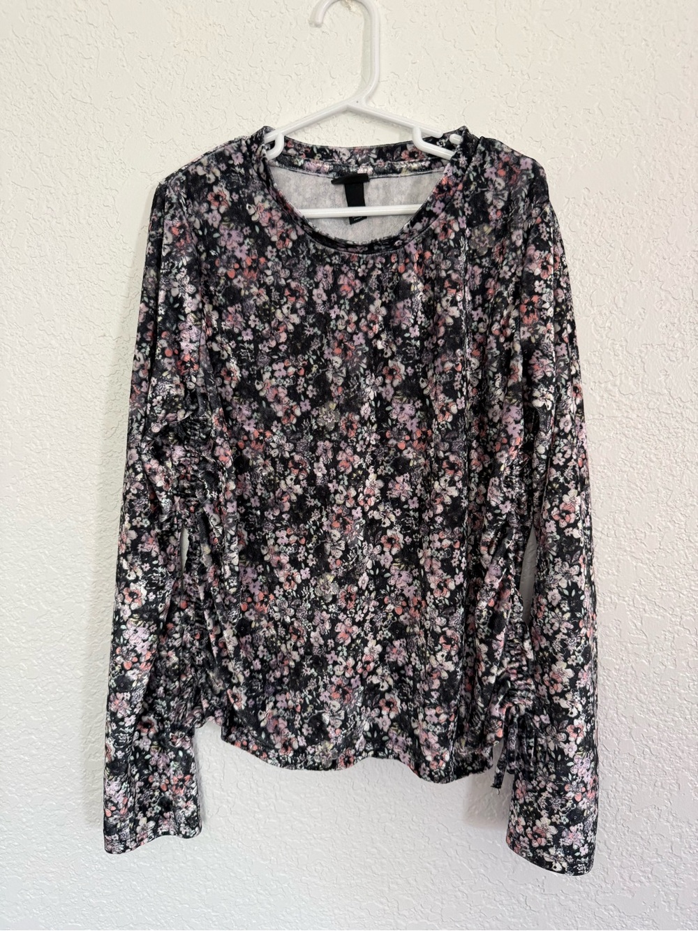 Art Class Floral Velvet Girl Top | Large 10-12